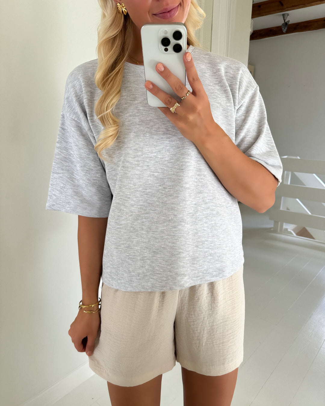 Vero Moda t-shirt ronja 2/4 super light grey melange
