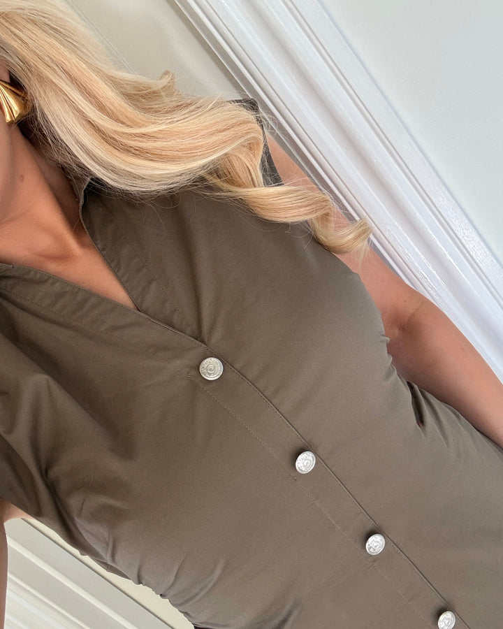 Only kjole babe-zora capsleeve midi walnut