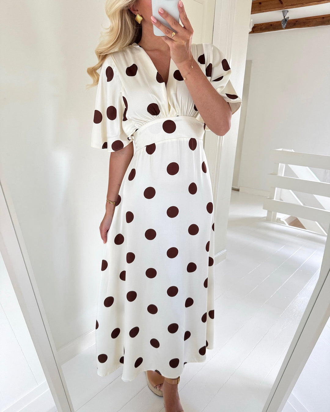 Sister's Point kjole gisela-dr34 cream/brown dots