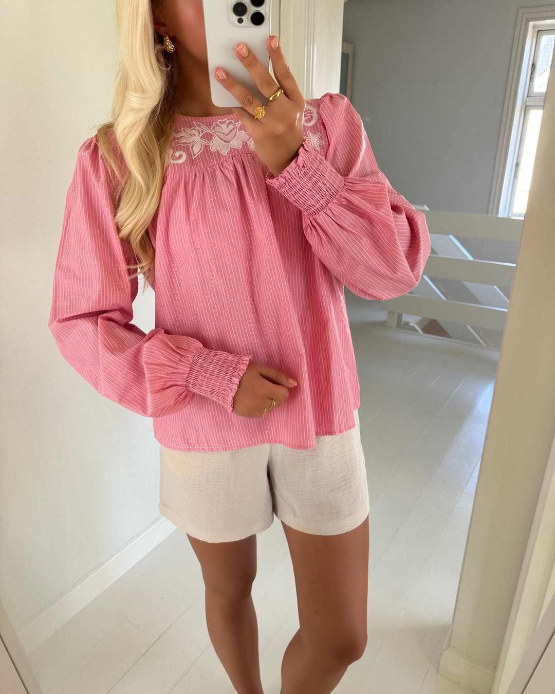 Pieces bluse sarah ls wvn pink lemonade/cloud danc