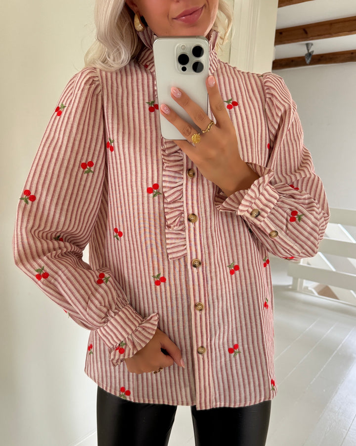 Stories from the Atelier skjorte winter garden off white/red