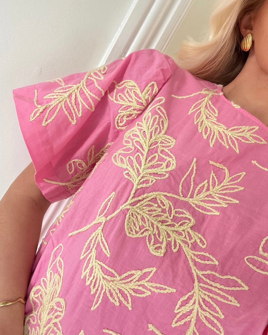 Y.A.S kjole conea ss sachet pink/lemonade embrodery