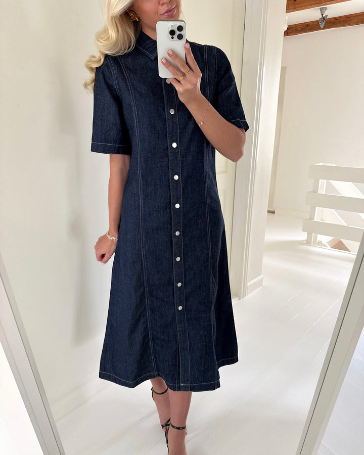 Only skjortekjole runa ss midi rinse dark blue denim