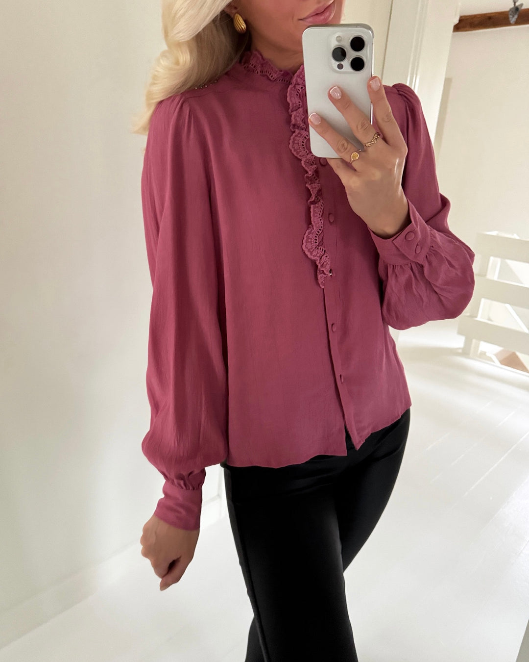 JDY skjorte amy ls frill rose wine