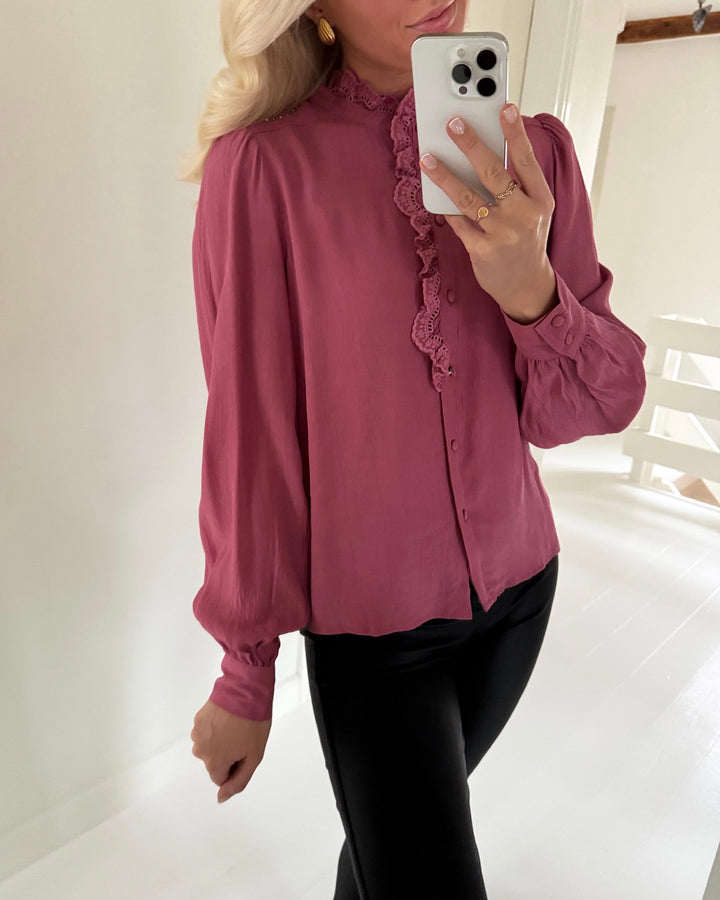 JDY skjorte amy ls frill rose wine
