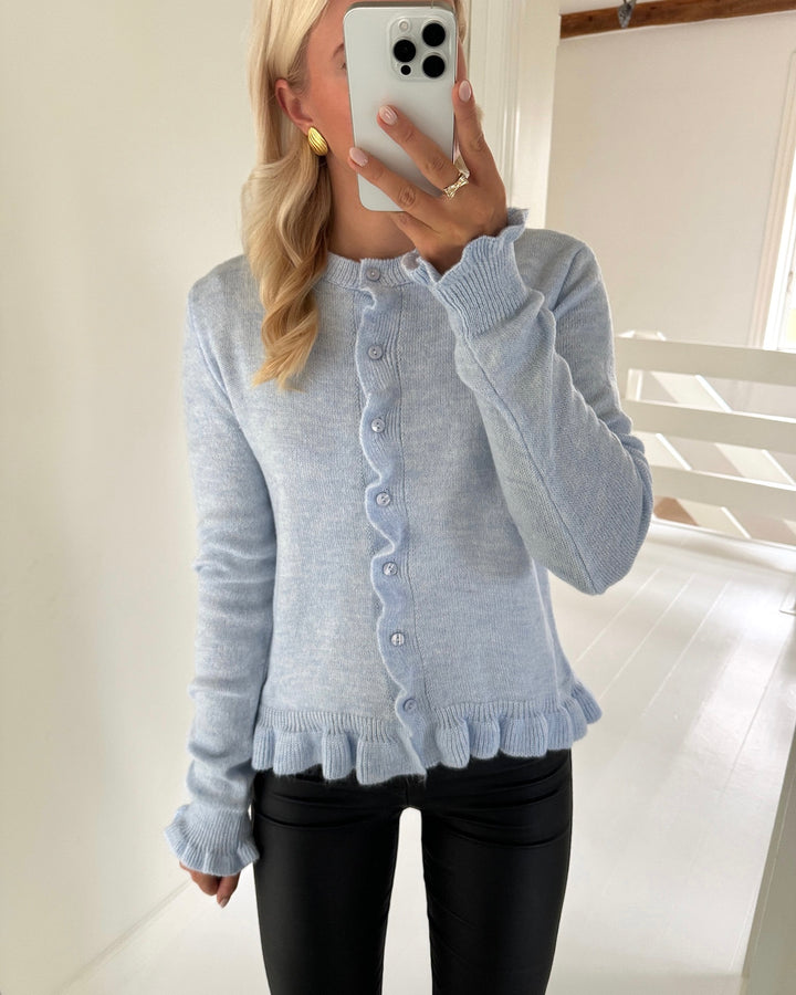JDY cardigan letty l/s on frill knt cashmere blue/melange