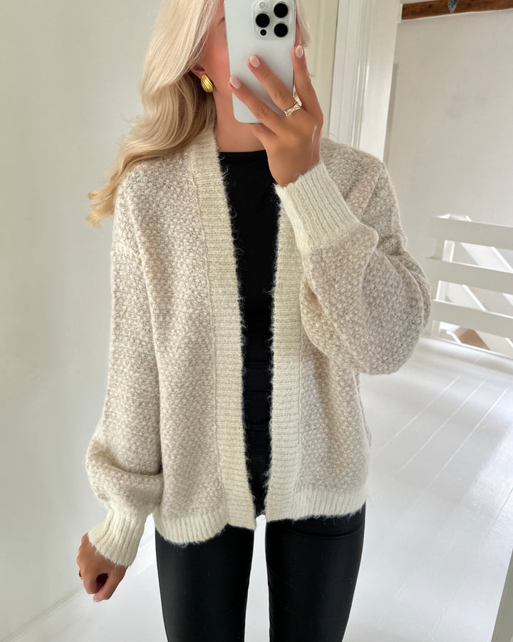 Vero Moda cardigan lovely ls open birch/w. mel + silver mink mel