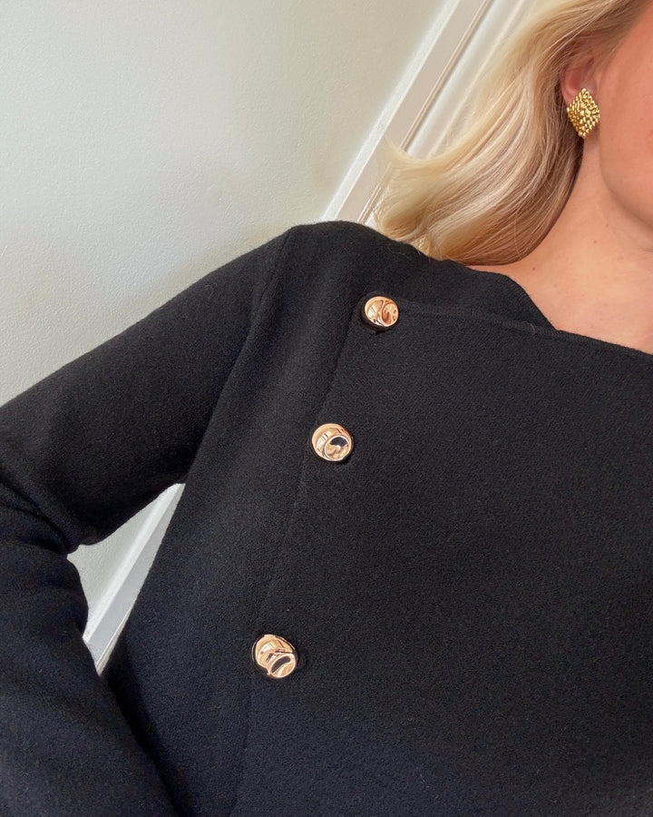 Vero Moda cardigan vienna ls o-neck wrap black w. gold buttons