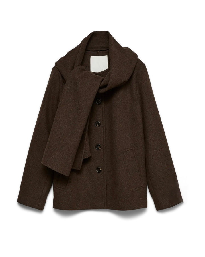 Vero Moda jakke unalaura wool blend chocolate torte melange