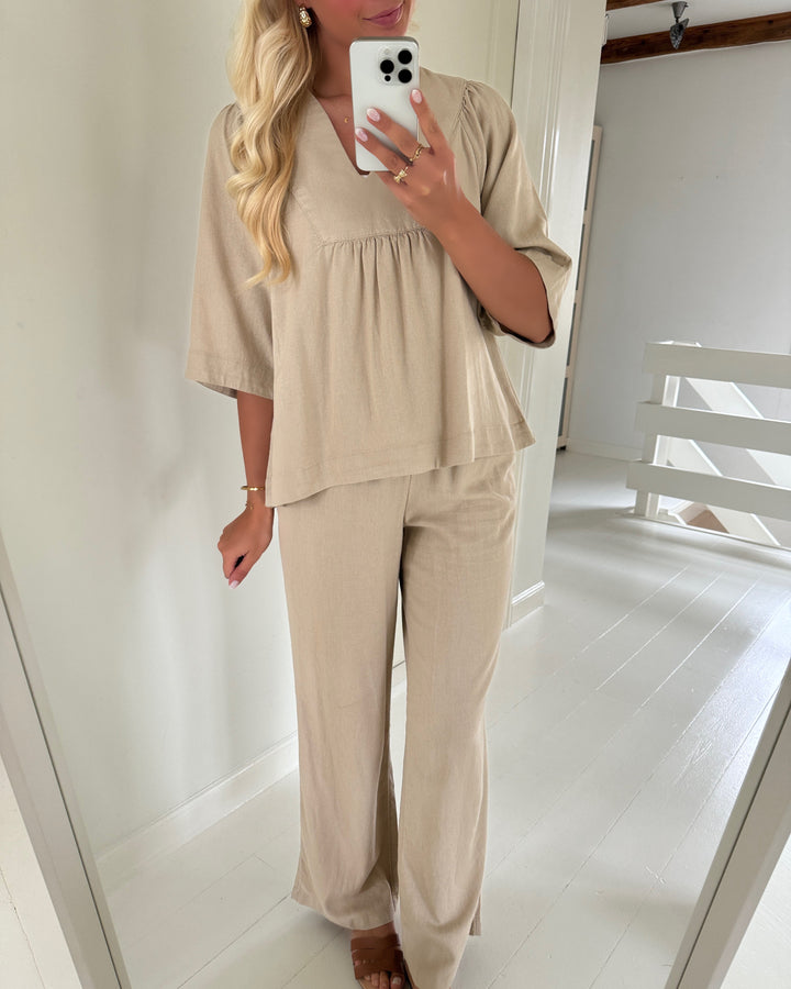 Only bukser caro mw linen bl pull-up