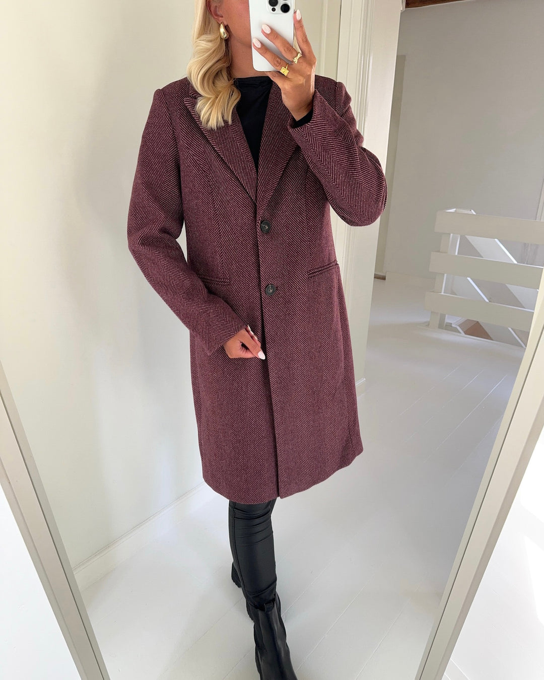 Vero Moda frakke blaza herringbone long winetasting