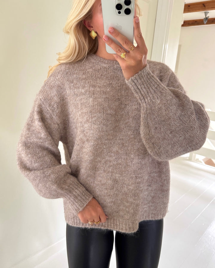 Only striktrøje nellie ls o-neck mocha meringue melange