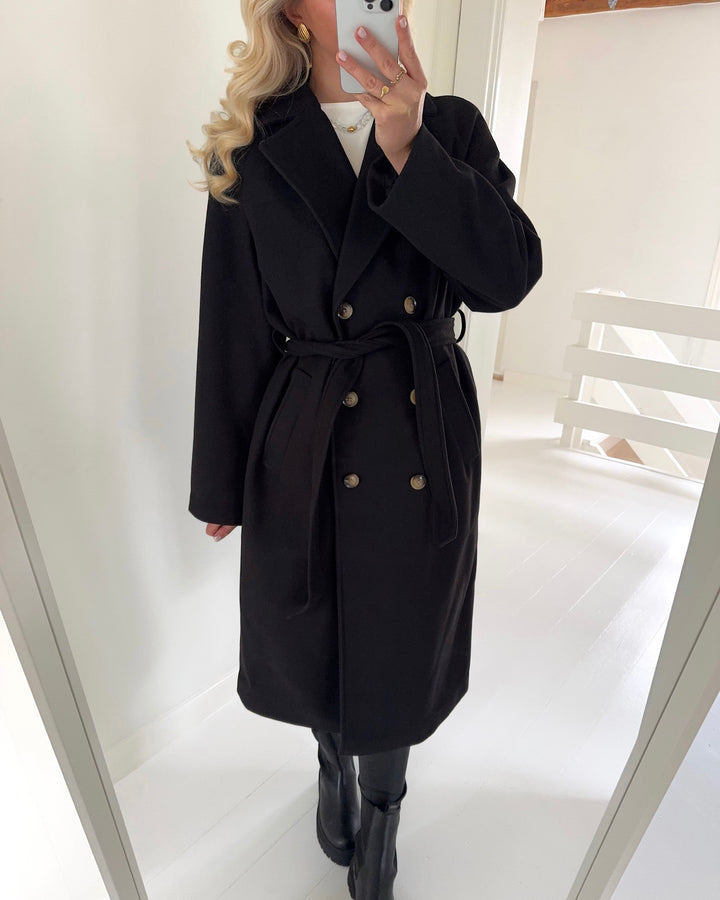 Pieces frakke marbel long black