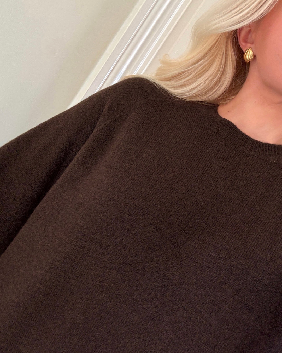 Only striktrøje simoni 3/4 knit coffee bean melange