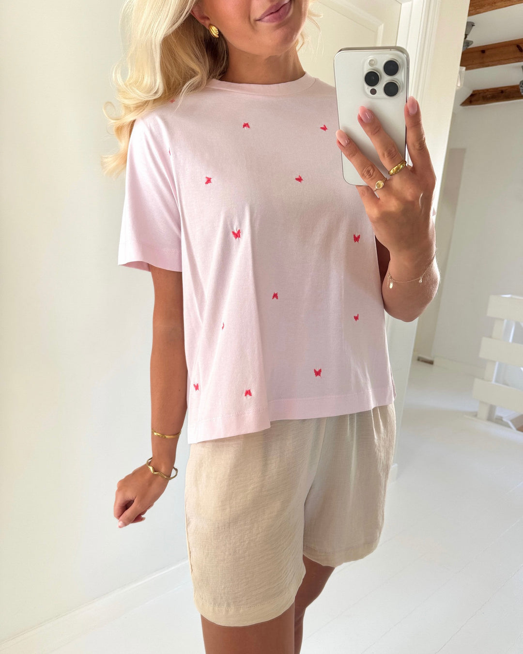 Vero Moda t-shirt sola mette ss pink-a-boo/butterfly