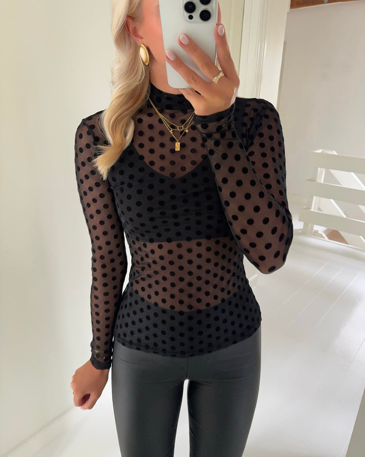 Love&Divine bluse love525-1 black/black dot