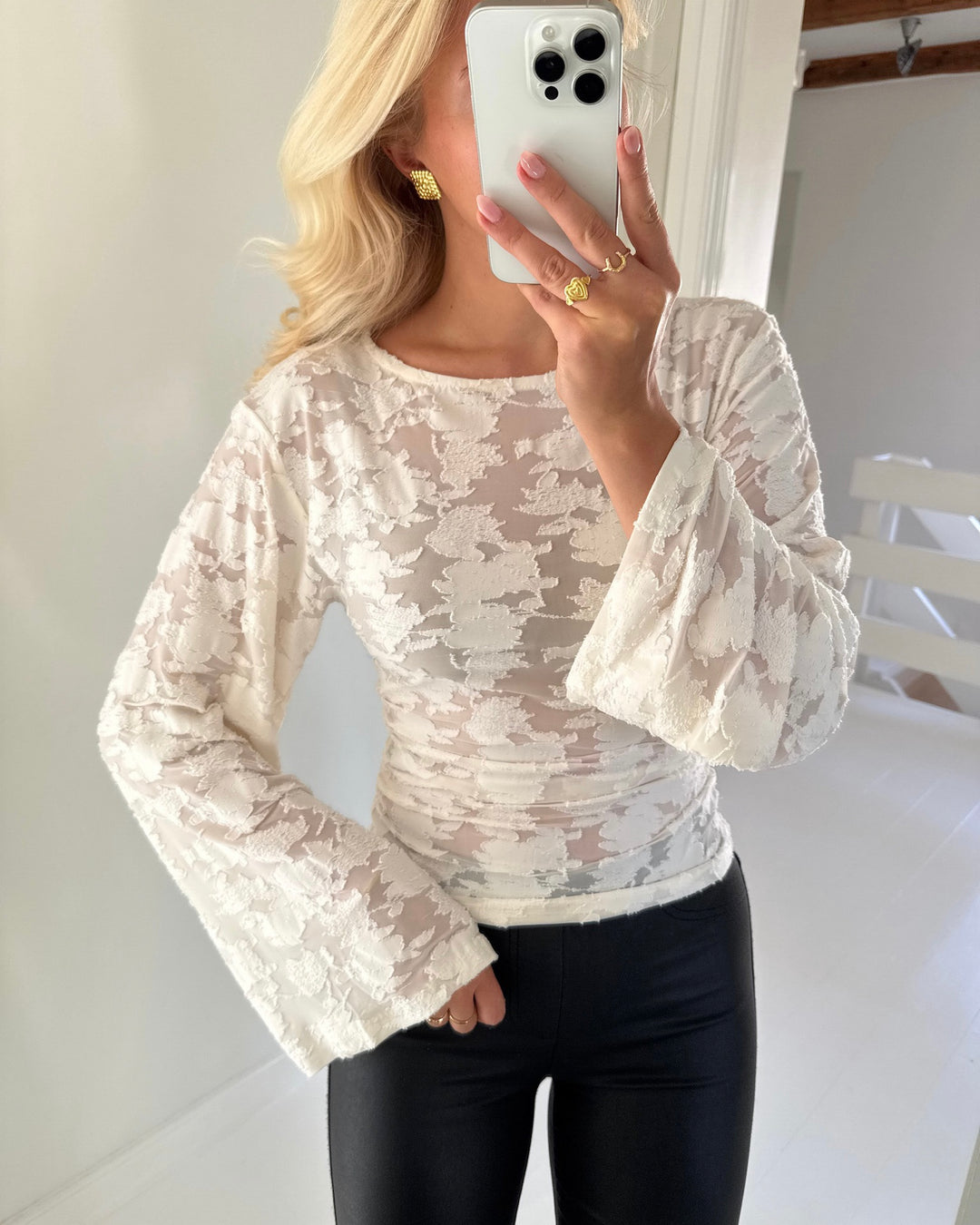 Only bluse nadia ls ruching cloud dancer