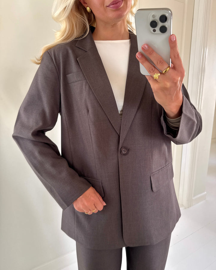 Only blazer linda ls boyfr mel chocolate torte/melange