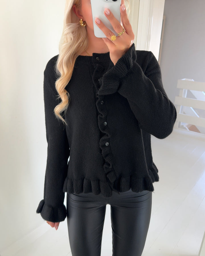 Only cardigan rima life ls frill butto cardi cs knt black/dtm button