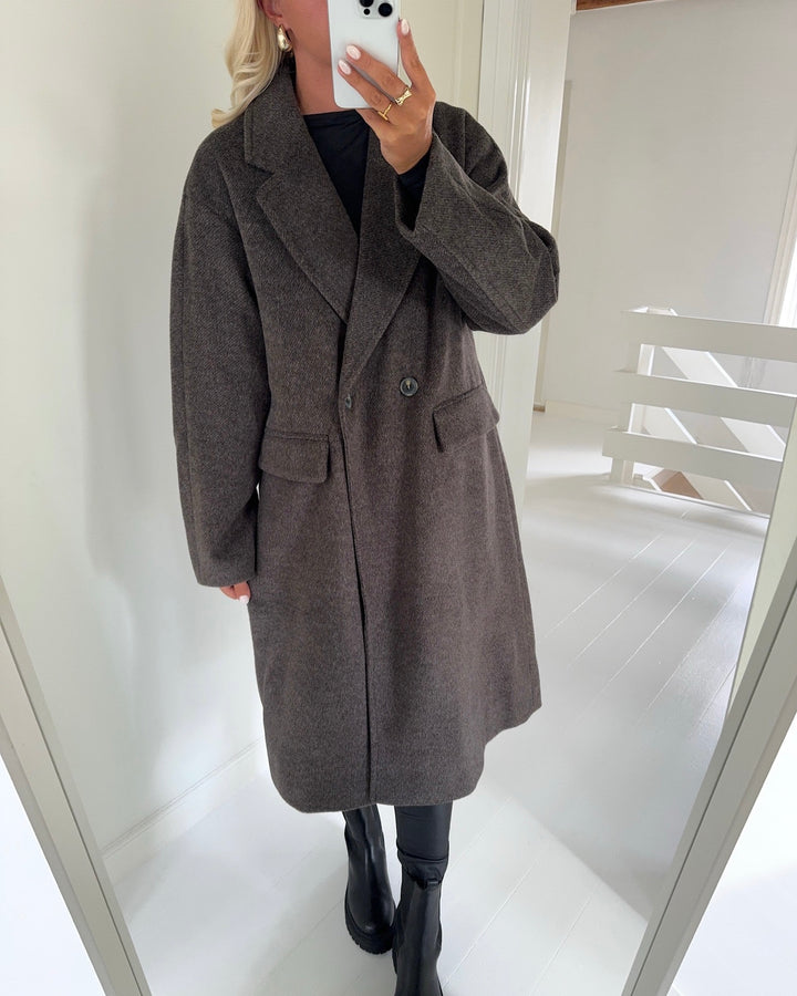 Vero Moda frakke lelea long chocolate torte/melange