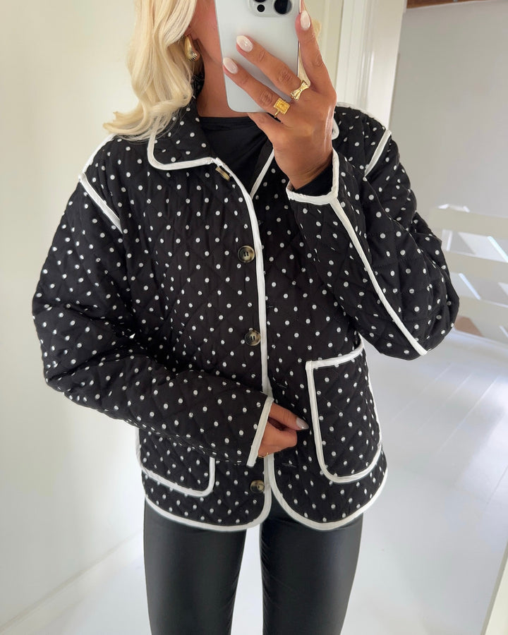 Vero Moda jakke sanne ls quilted black/dots
