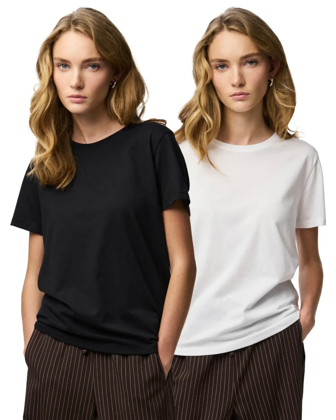 Pieces t-shirt amira 2-pack bright white/black