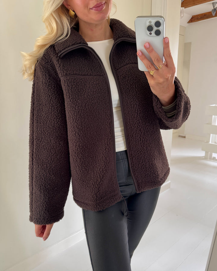 Vero Moda jakke karla teddy chocolate torte