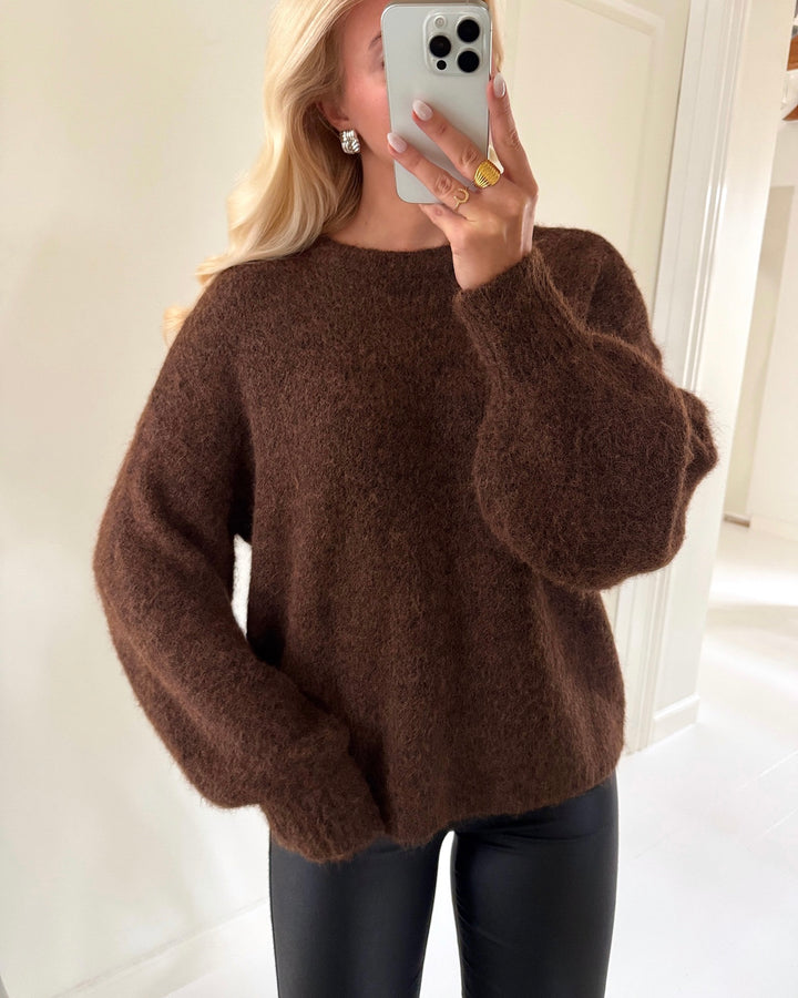 Only striktrøje nellie ls o-neck coffee bean melange