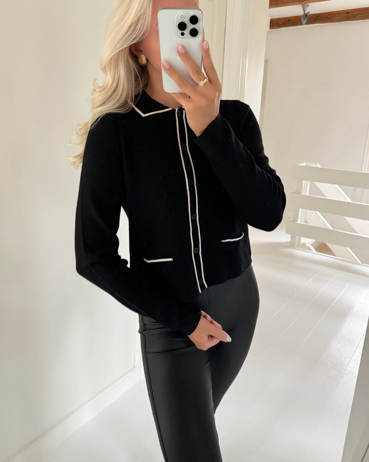 Vero Moda cardigan gold ls poloneck double contrast black w. birch