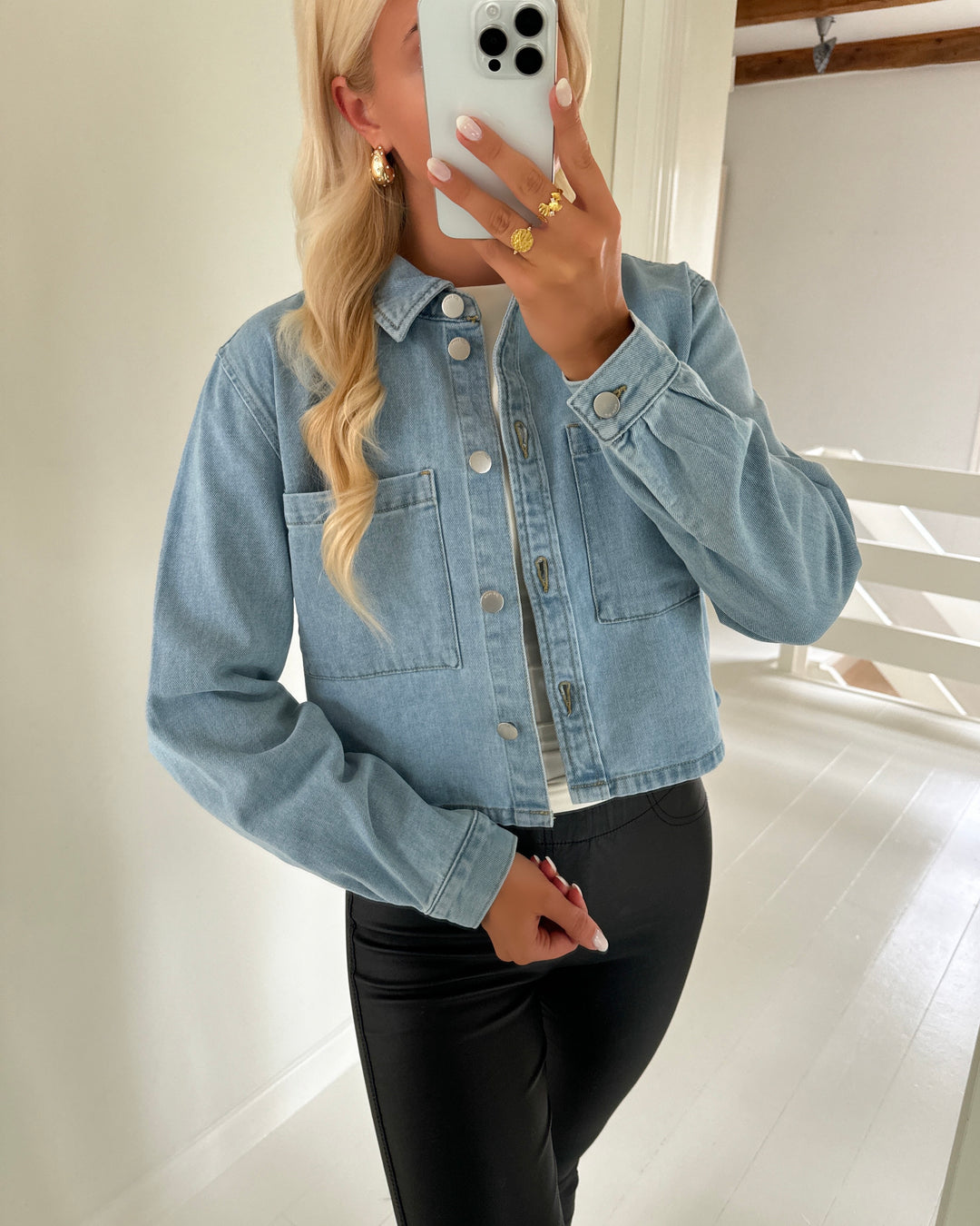 JDY jakke marly ls boxy shacket light blue denim