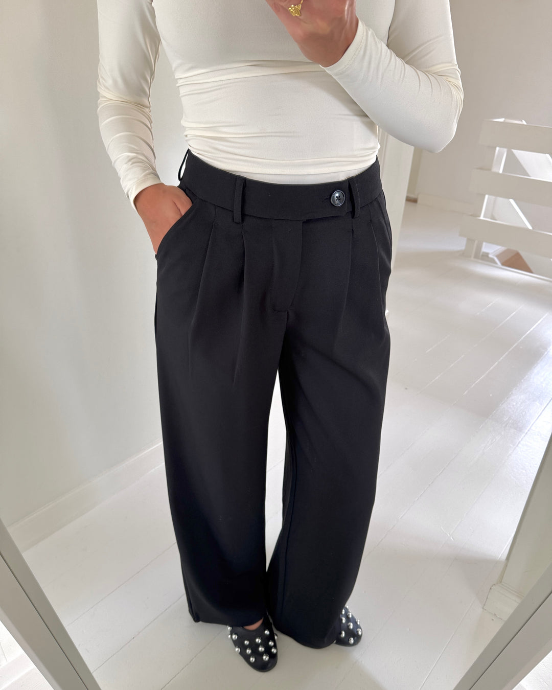 Only bukser miles pleat wide black