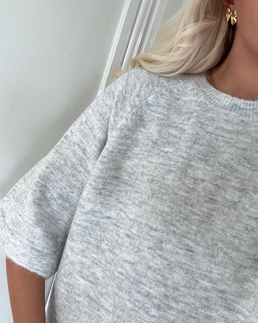 Only striktrøje simoni 3/4 knit light grey melange
