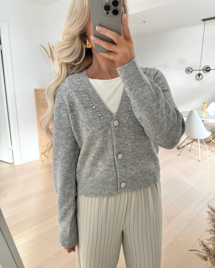 Y.A.S cardigan stone ls knit light grey melange