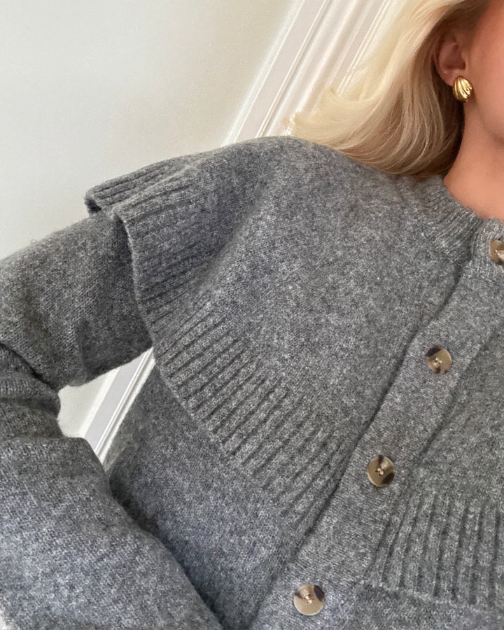 Vero Moda cardigan lilli ls o-neck cape medium grey melange