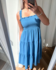 Beth solid smock dress blue