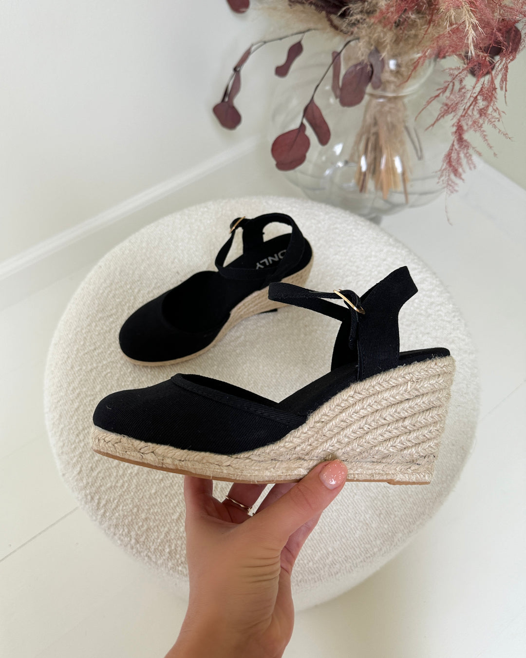 Only sandaler kayla espadrille wedge black