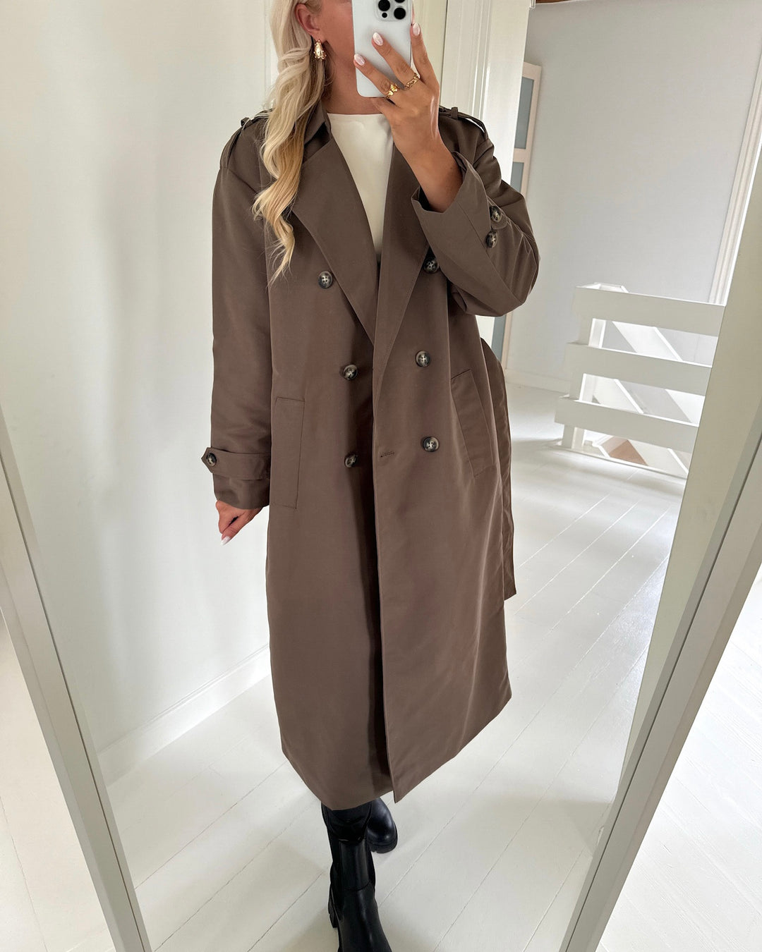 Vero Moda trenchcoat chloe long chocolate chip