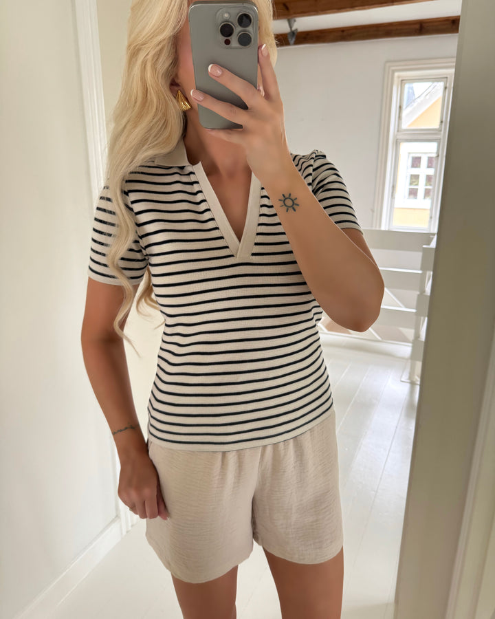 JDY top roma s/s polo jrs dia tapioca/sky captain