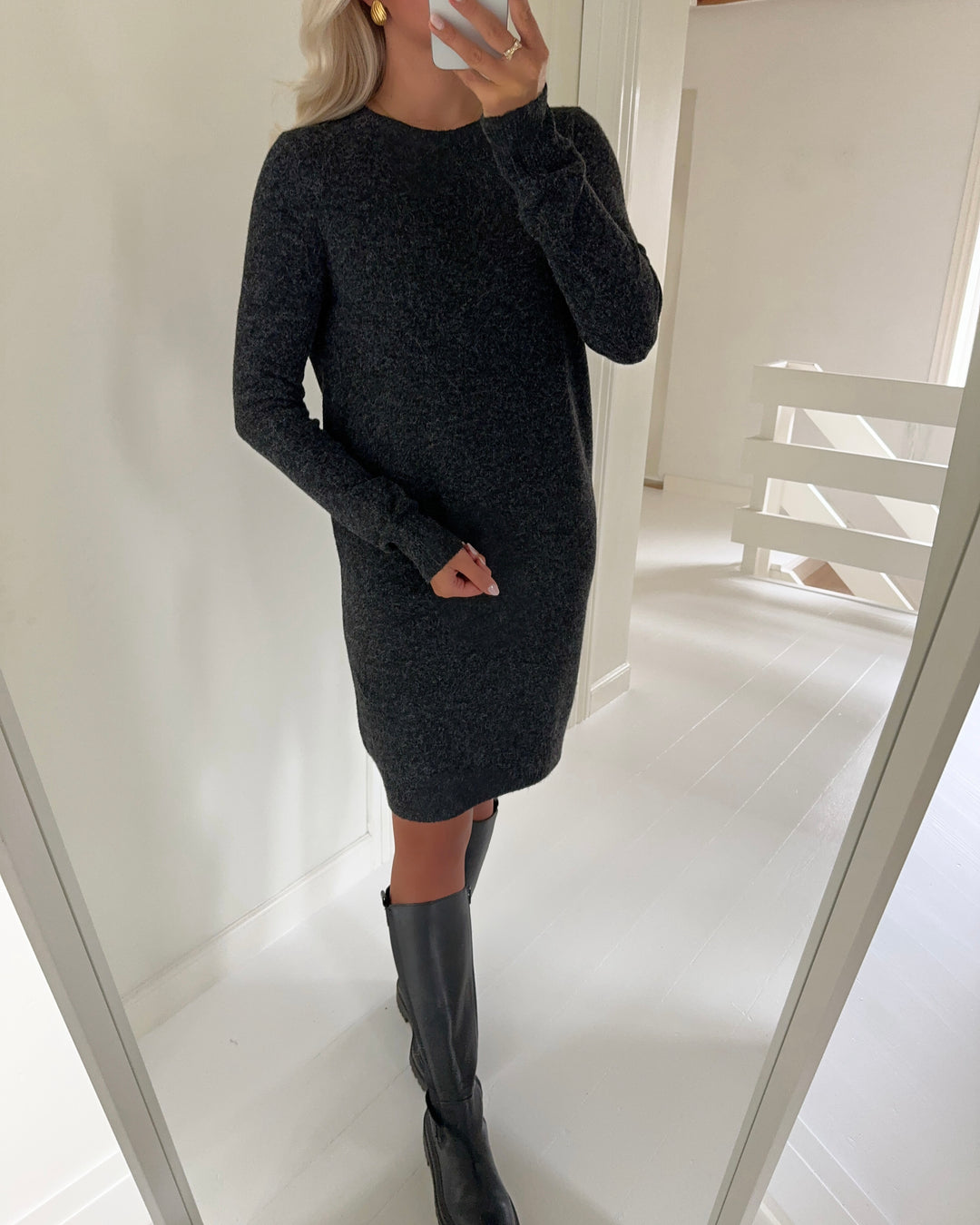 Vero Moda kjole doffy ls o-neck black/melange