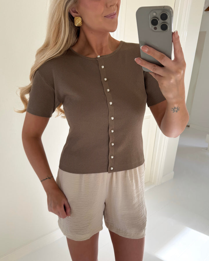 JDY cardigan gaby 2/4 o-neck pearl knt greige