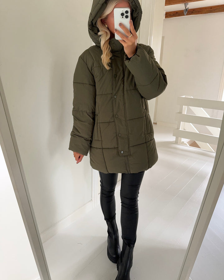JDY jakke wonder long hood ivy green