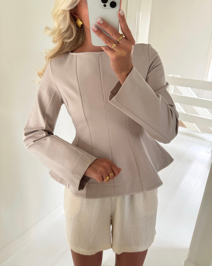 Pieces bluse gunhild ls boat neck silver gray