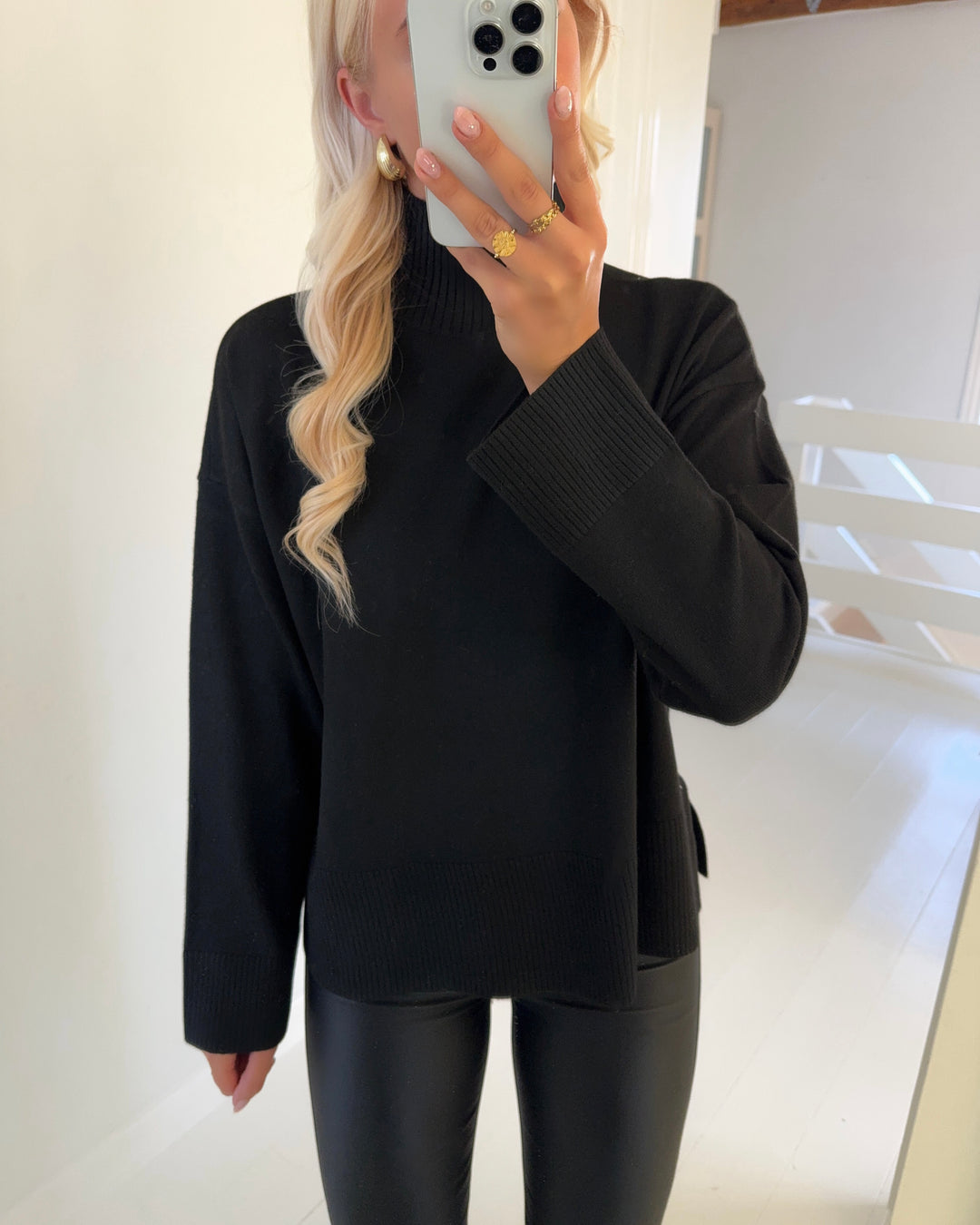 Only sweater coco life ls high neck cc knit black