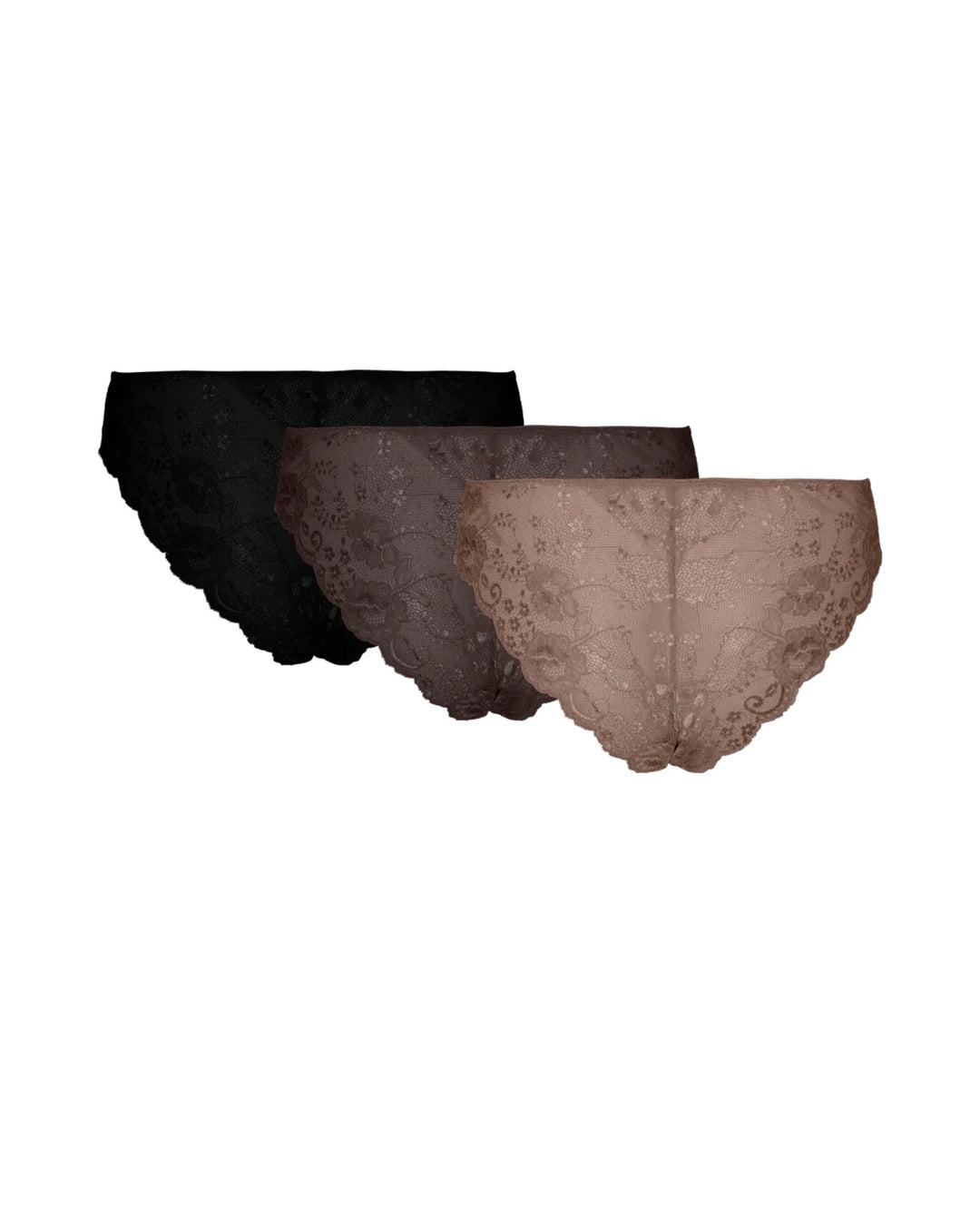 Vero Moda undertøj dikte lace brief 3-pack brown lentil/coffee bean/black