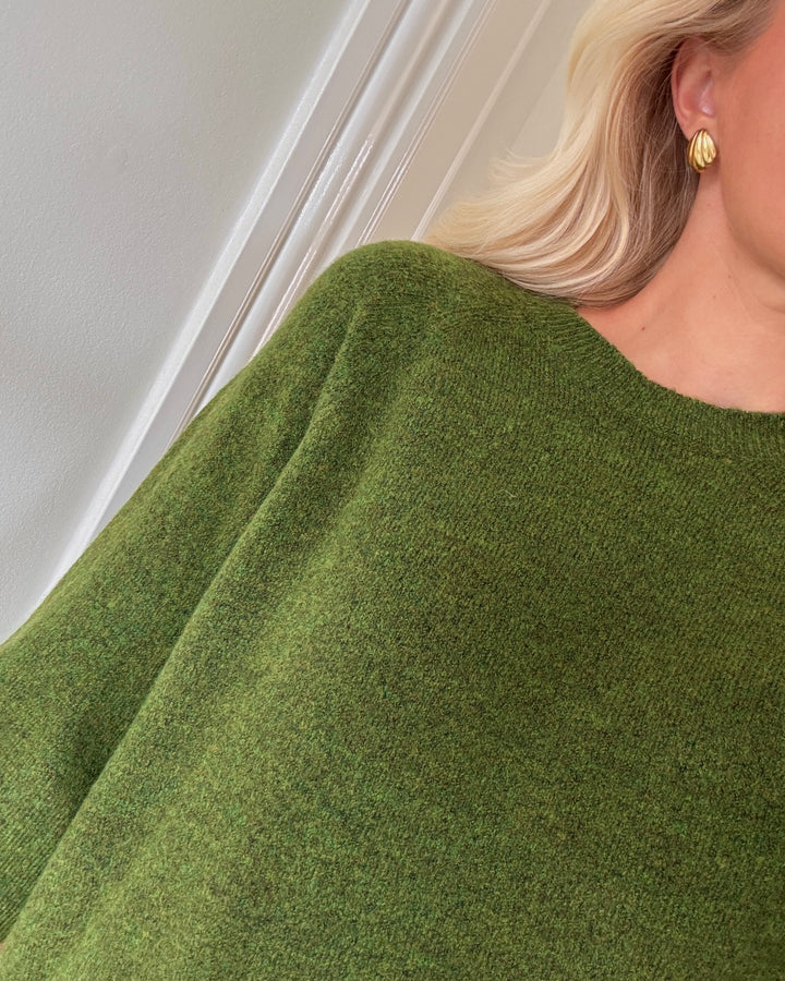 Only striktrøje simoni 3/4 knit forest night/melange