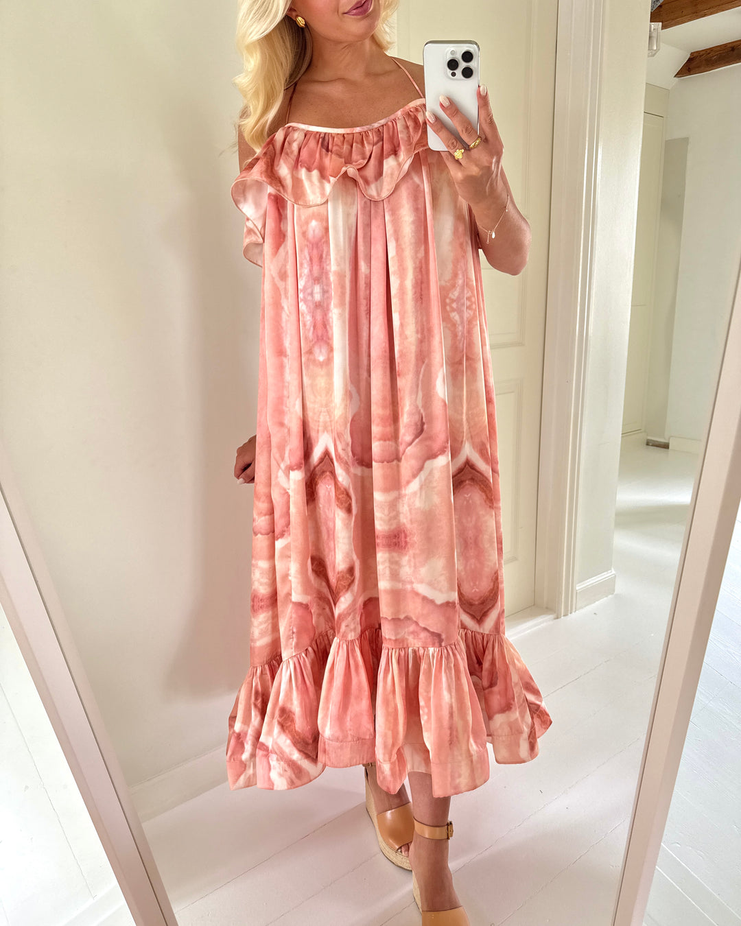 Vero Moda kjole sylvia sl flounce 7/8 chintz rose