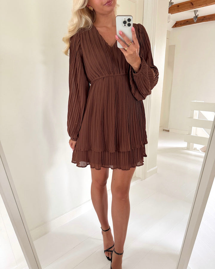 Vero Moda kjole dora ls v-neck cocoa brown