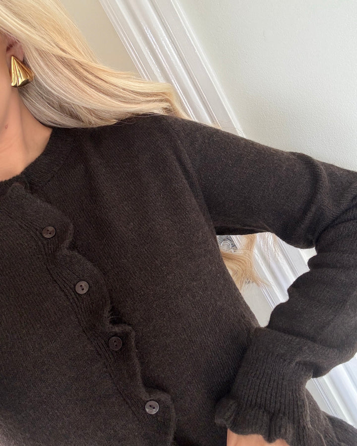 JDY cardigan letty l/s on frill knt noos chocolate torte