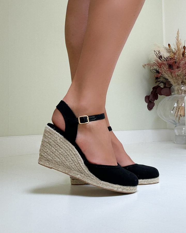 Only sandaler kayla espadrille wedge black