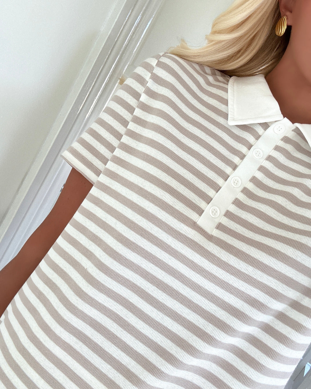 Pieces polo donna ss rib silver gray/cloud dancer